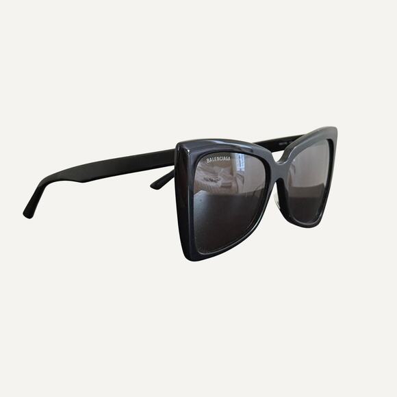Balenciaga BB0174S 001 Black Women's Butterfly Sunglasses - Picture 1 of 5